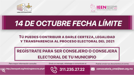 Cerca el l&iacute;mite de registro para aspirantes a consejero municipal electoral 