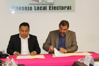 Erradicar violencia pol&iacute;tica, prop&oacute;sito toral del convenio entre IEEN y CEDH